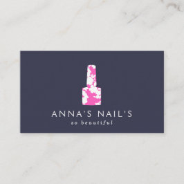 Tarjeta De Visita Manicurista Pink Floral Nail Polaco, Salón Nail