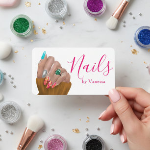 Tarjeta De Visita Manicurista Salón de Belleza Técnico de Uñas