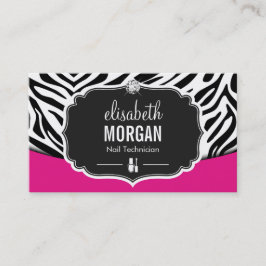 Tarjeta De Visita Manicurista Técnico de uñas Impresión de cebra ros