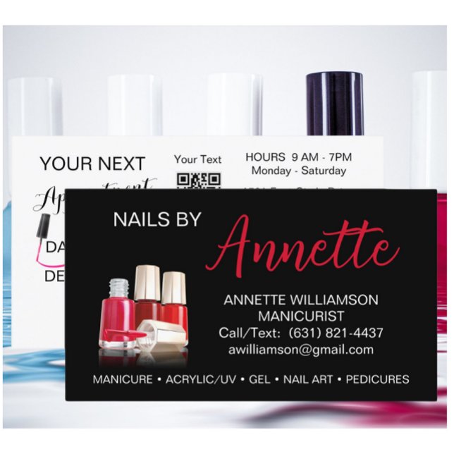 Tarjeta De Visita Manicurista Técnico de Uñas Nombre Rojo Negro (Subido por el creador)