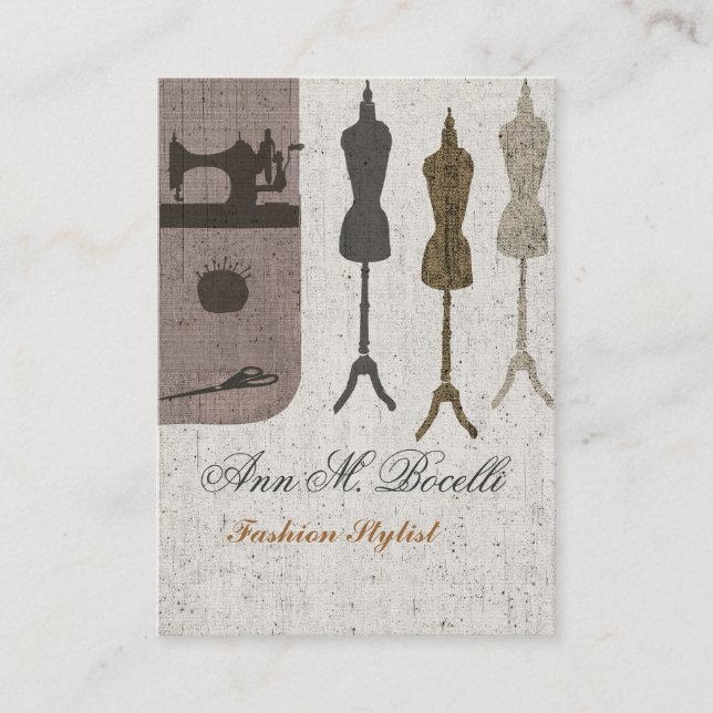 Tarjeta De Visita Maniquí de la moda del arte de la máquina de coser