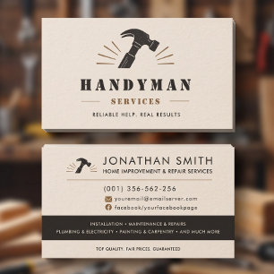 Tarjeta De Visita Manitas Crema Rústica Martillo Personalizado