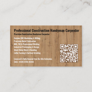 Tarjeta De Visita Manitas de construcción profesional carpintero