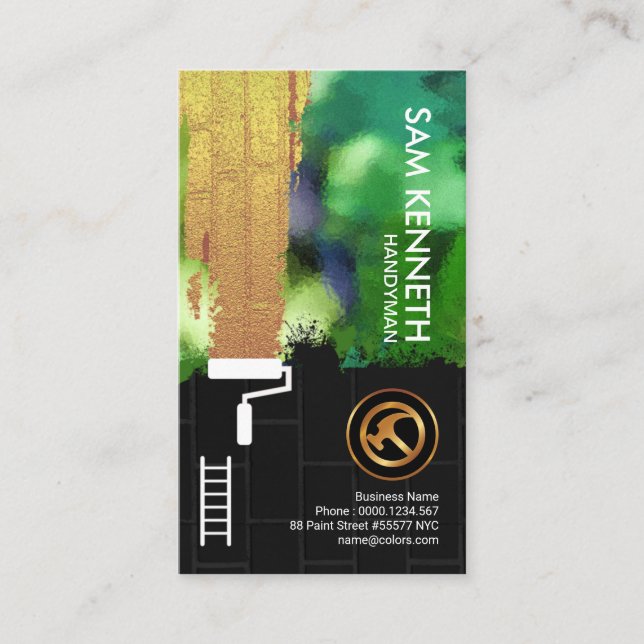 Tarjeta De Visita Manitas elegante de la pared de ladrillo del negro (Anverso)