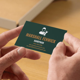 Tarjeta De Visita Manitas Profesional Verde Bosque Moderno y Dorado