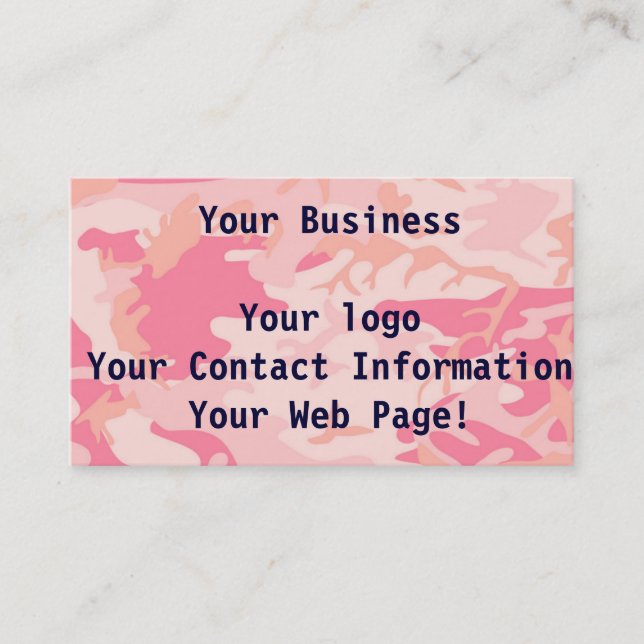 Tarjeta De Visita Manly Pink Camo (Anverso)