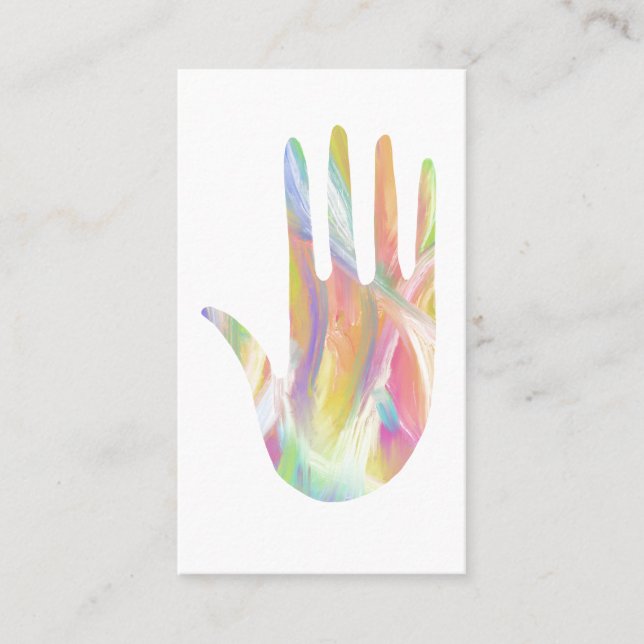 Tarjeta De Visita Mano de curación del arcoiris pintada de vuelta (Anverso)