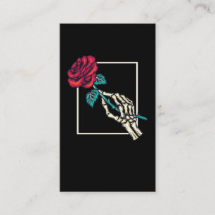 Tarjeta De Visita Mano de esqueleto con Rosa de muerte Floral román