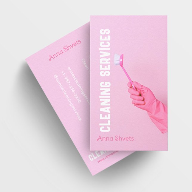 Tarjeta De Visita Mano de guante con servicios de limpieza de pincel (Subido por el creador)