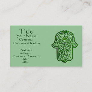 Tarjeta De Visita Mano de la alheña de Hamsa (verde)
