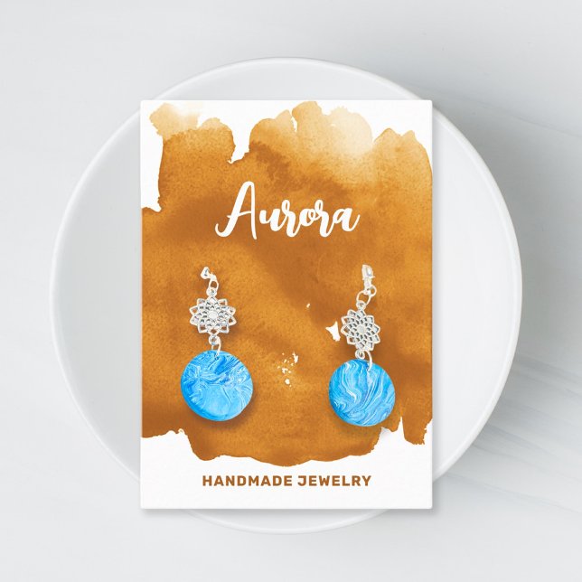 Tarjeta De Visita Mano de lavado acuarela dorada pintada de joyería  (Subido por el creador)