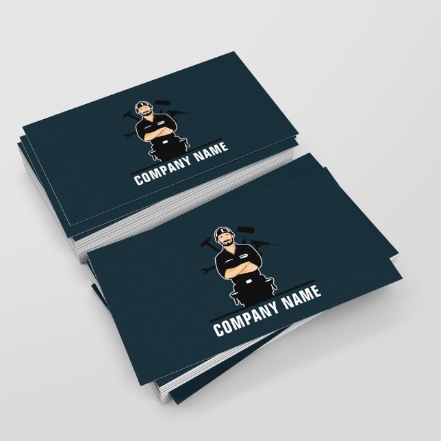 Tarjeta De Visita Mano de reparación y mantenimiento de azul oscuro (Subido por el creador)