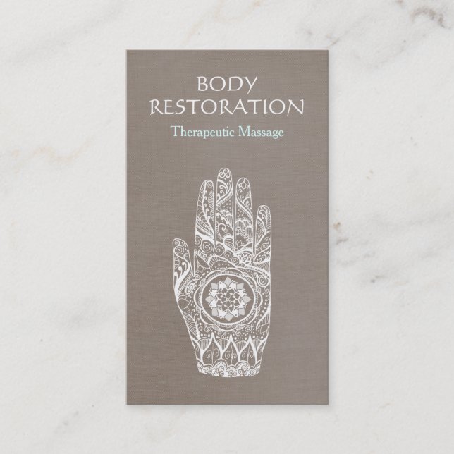Tarjeta De Visita Mano de tatuaje espiritual Henna Lotus 3 (Anverso)