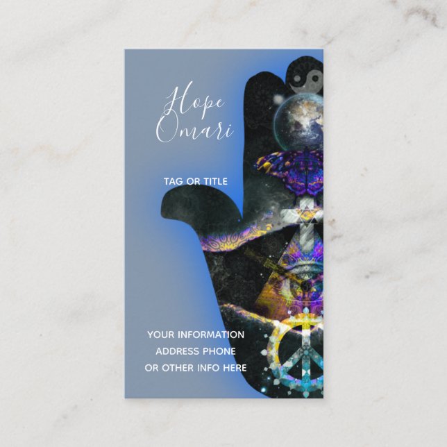 Tarjeta De Visita Mano Espiritual de Fatima, Mística (Anverso)