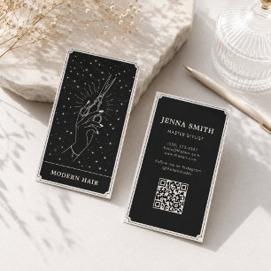 Tarjeta De Visita Mano Mística con Tijeras bajo las Estrellas para P