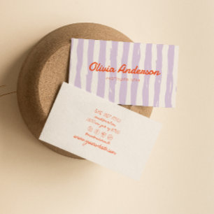 Tarjeta De Visita Mano púrpura retro dibujada a mano