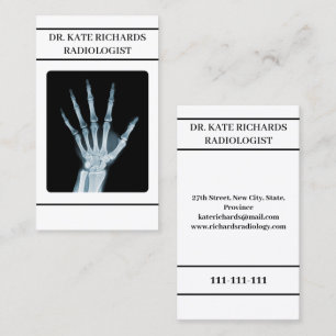 Tarjeta De Visita Mano Radiografía Radiólogo Radiología Blanca