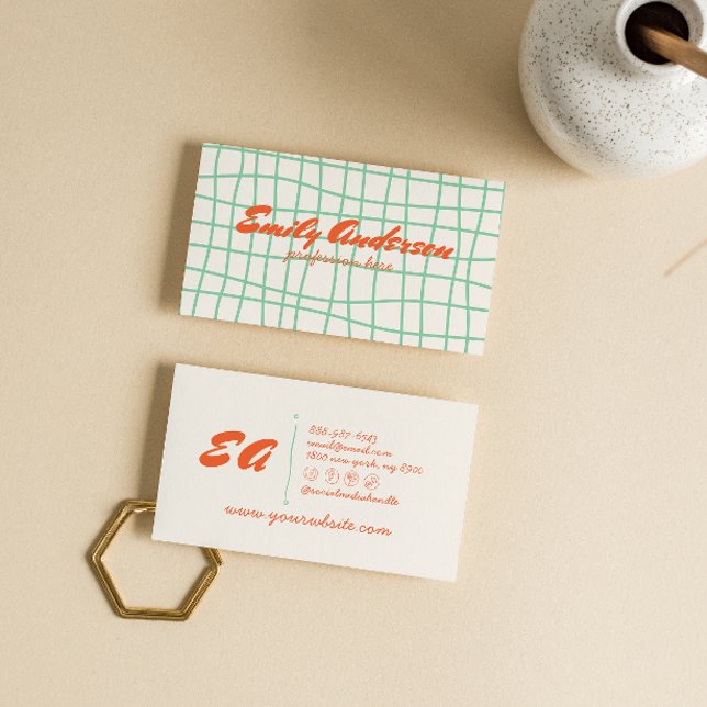 Tarjeta De Visita Mano Retro Colorida Escrita Groovy Negrita (Subido por el creador)