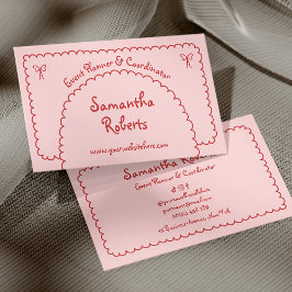 Tarjeta De Visita Mano Rosa Retro Girly Rojo Dibujó Boho capricho