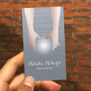 Tarjeta De Visita Manos curadoras de energía de Reiki Dusty Blue Th