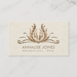 Tarjeta De Visita Manos curadoras de Reiki en el oro de Lotus Pastel