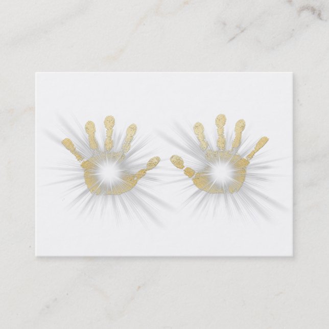 Tarjeta De Visita Manos curativas del Relieve metalizado dorado de (Anverso)