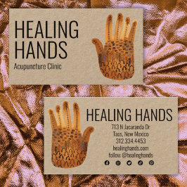 Tarjeta De Visita Manos de curación acuarela Boho Iconos de medios s