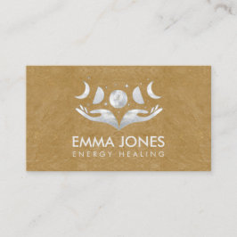 Tarjeta De Visita Manos de curación - Lunas - Madre de la Perla y Pl