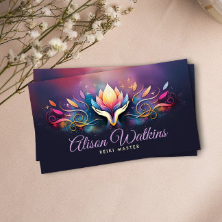 Tarjeta De Visita Manos de curación y flujo de energía colorido de L