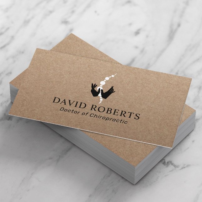 Tarjeta De Visita Manos de curación y kraft rústico quiropráctico de (Subido por el creador)