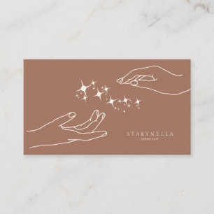 Tarjeta De Visita Manos de Energía de Estrellas Marrones Terapia Rei