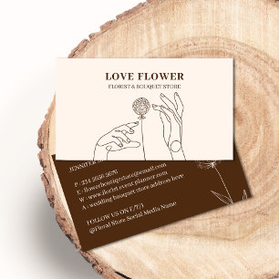 Tarjeta De Visita Manos de Flor de Diente de León Beige Marfil Rubor