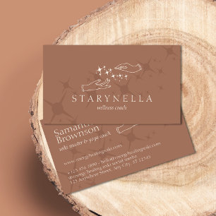 Tarjeta De Visita Manos de Sanación de Energía de Estrellas Elegante
