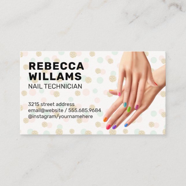 Tarjeta De Visita Manos Manicuradas coloridas (Anverso)