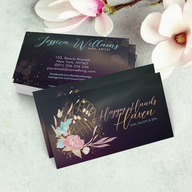 Tarjeta De Visita Manos y flores de manicura - acuarela (Subido por el creador)