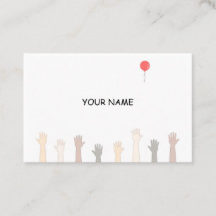 Tarjeta De Visita Manos y un globo rojo.