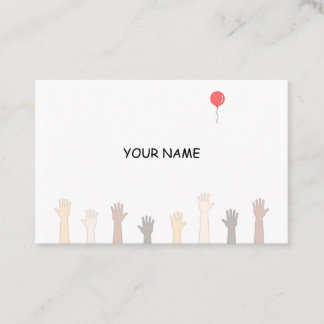 Tarjeta De Visita Manos y un globo rojo.