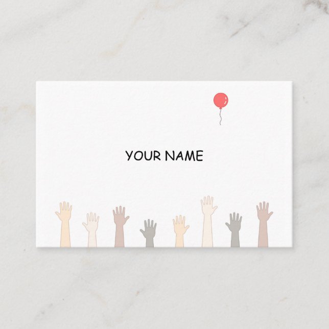Tarjeta De Visita Manos y un globo rojo. (Anverso)