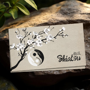 Tarjeta De Visita Manos Yin Yang Rama del Árbol Sakura