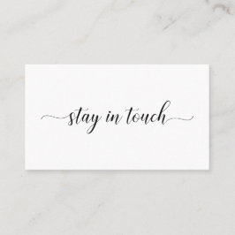 Tarjeta De Visita Manténgase En Contacto Elegante Guión Negro Mínimo