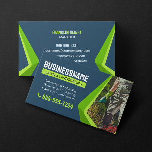 Tarjeta De Visita Mantenimiento de Césped de Jardinería Green & Blue