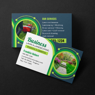 Tarjeta De Visita Mantenimiento de Césped Jardinera Blue Green Lands