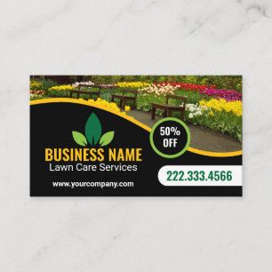 Tarjeta De Visita Mantenimiento de Jardinería y Césped Verde Amarill