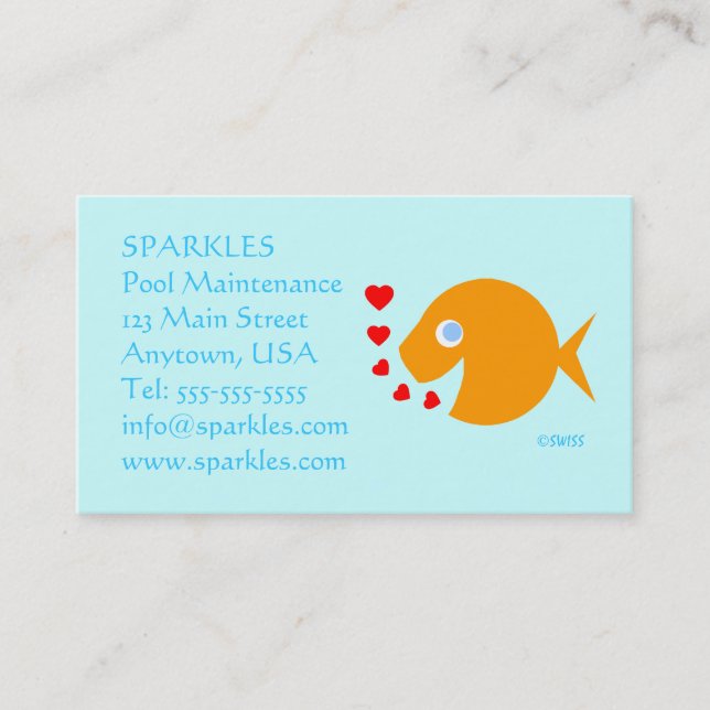 Tarjeta De Visita Mantenimiento de Piscina Personalizado Goldfish Tu (Anverso)