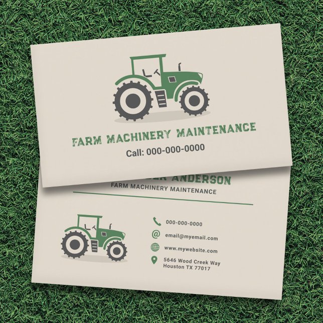 Tarjeta De Visita Mantenimiento del Tractor de Granja (Farm Tractor Maintenance Business Card)