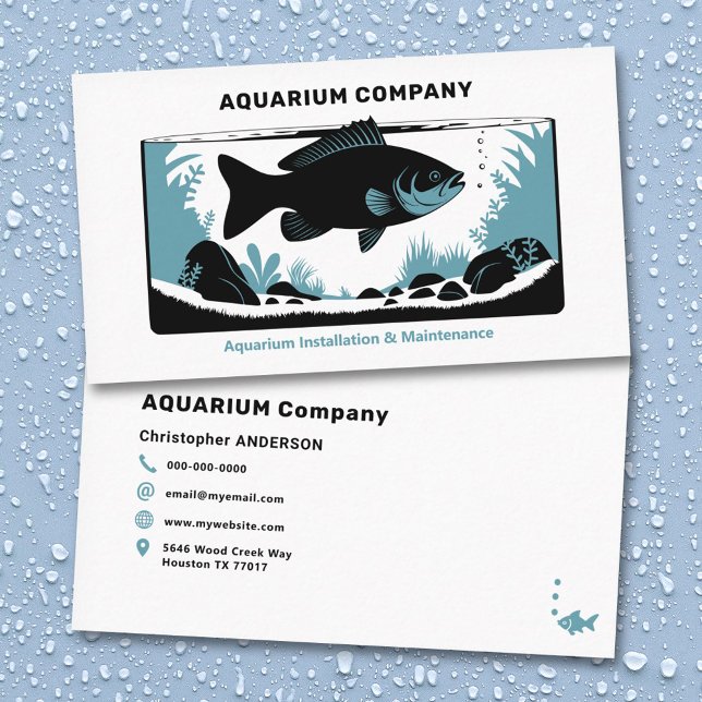 Tarjeta De Visita Mantenimiento e instalación de acuarios (Aquarium Maintenance & Installation Business Card)