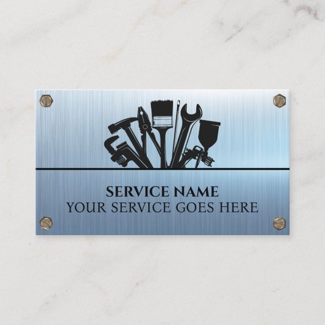 Tarjeta De Visita Mantenimiento Metalizado de la reparación del mani (Anverso)