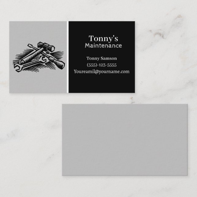 Tarjeta De Visita Mantenimiento Profesional Y Carpintería Con Herram (Anverso / Reverso)