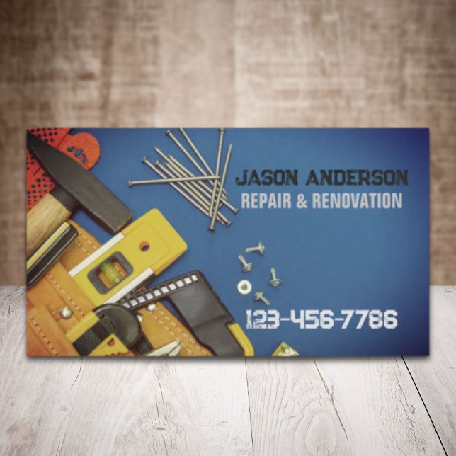 Tarjeta De Visita Manual de reparación de renovación de herramientas (Construction Tools Renovation Repair Handyman Business Card)