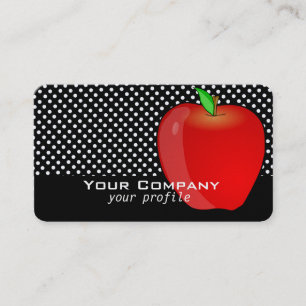 Tarjeta De Visita manzana roja con puntos retro